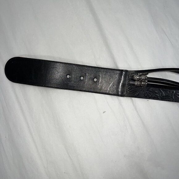 Tony Barcelona Beaded Wide Leather Belt Made In Spain Adjustable Brown Leather - Picture 6 of 8